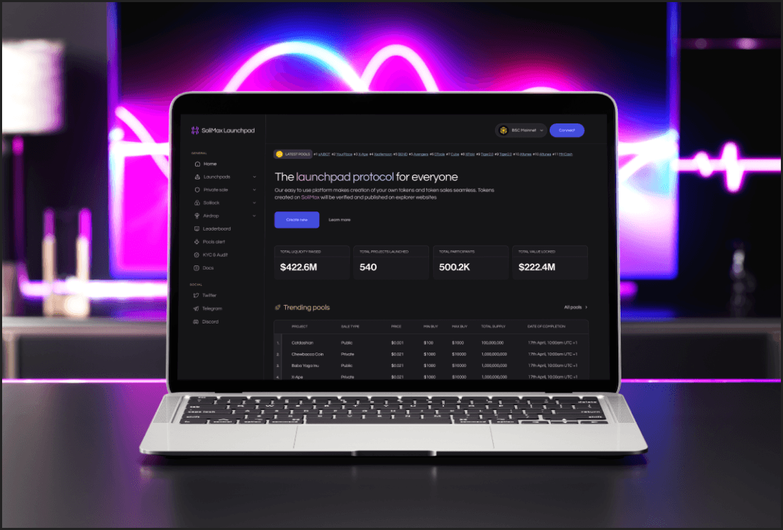 SoliMax web application built with NEXT JS, TYPESCRIPT, TAILWINDCSS, AOS